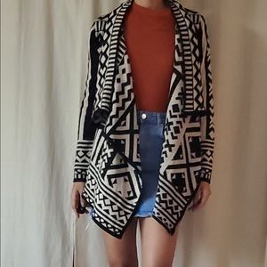 Geometric Knit Oversized Cardigan